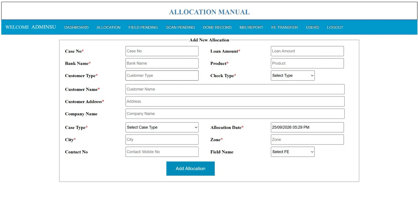 Traditional Field Verification: desk screen